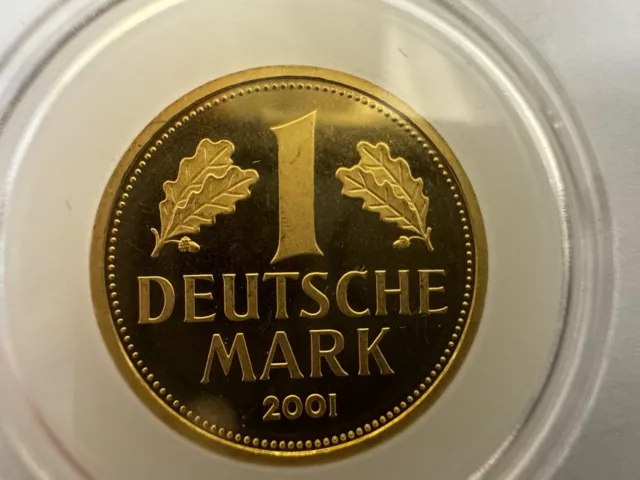 Goldmark 1 Deutsche Mark 2001 J, Hamburg, in original Kapsel