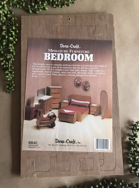 DURA CRAFT MINIATURE BEDROOM Furniture Kit Wooden DIY Dollhouse