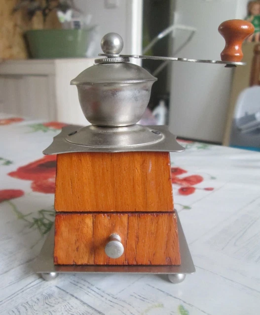 Ancien Moulin à Café Miniature Pour Poupée - Penny Toy En Fer Blanc Laqué - Début 1900