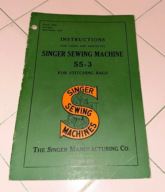Máquinas de coser vintage manual de instrucciones septiembre de 1935 Singer 55-3 costuras