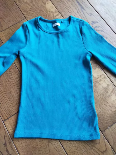⭐BNWOT. Lovely Girls Long-Sleeved Ribbed Top, NEXT, 6yrs, Vibrant Teal