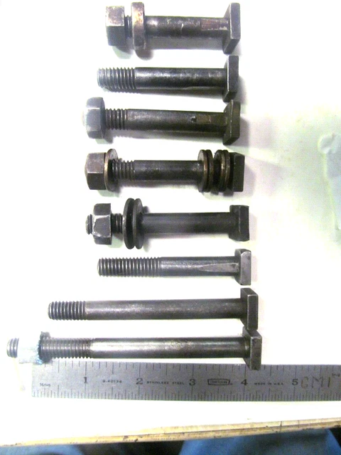 LOT OF  8 -  3/8-16 5/8 SQUARE HEAD T SLOT BOLTS 2" to 4-1/2 long