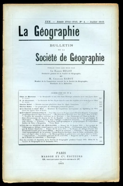 Geographie Allemande Ww1 Roumanie Niger Alpes Spitsberg