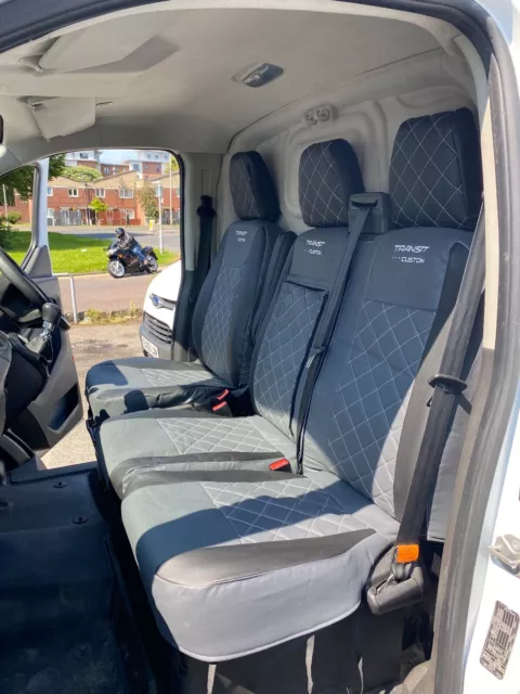Ford Transit Custom - Made To Measure Front Seat Covers In Grey & Logo -2013+