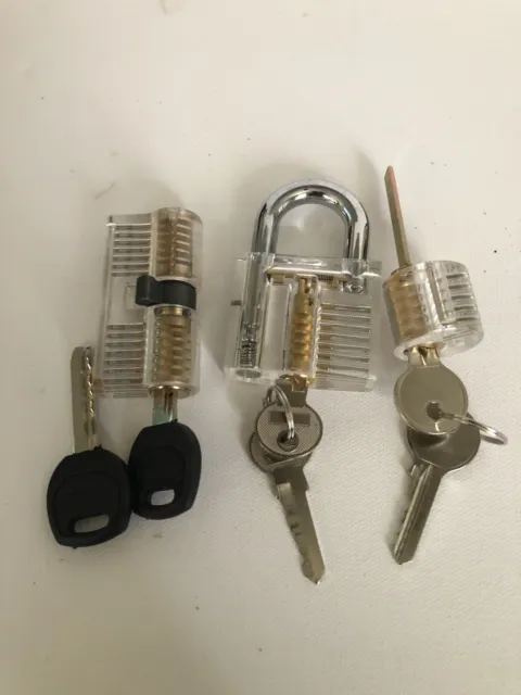 Unlock Training Lock Practice Door Knob Barrel Deadbolt cutaway Plastic Lock
