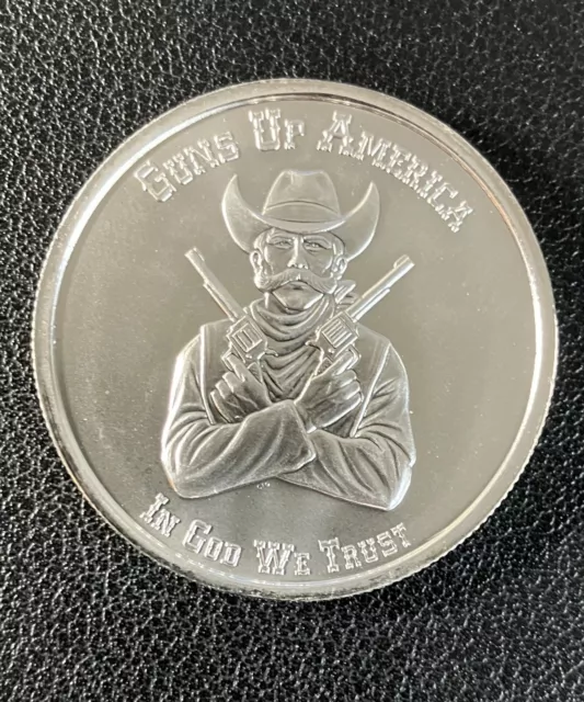 1oz Silver .999 Fine Round Guns Up America-Your Right to Bear Arms-2nd Amendment