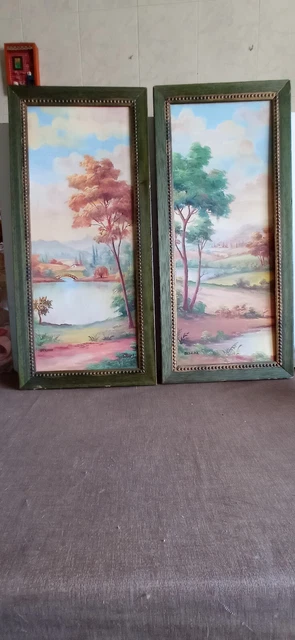 Pareja De Cuadros,Con Paisaje Fluvial.marcos Con Alguna Señal De...