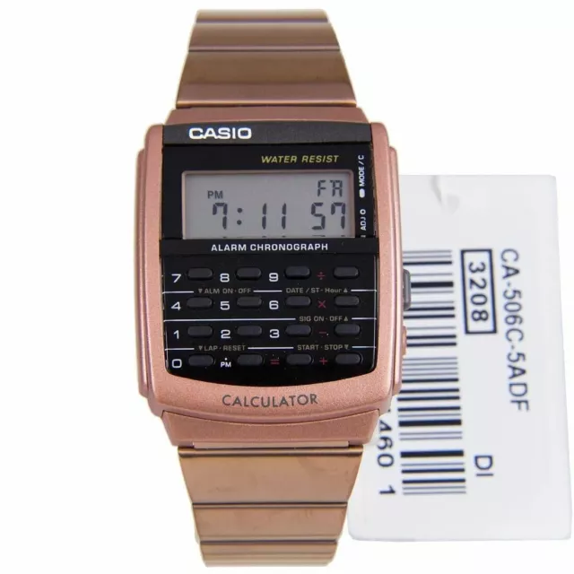 Casio Mens Digital Retro oro rosa metallo calcolatrice orologio CA506C-5A Italia Venditore