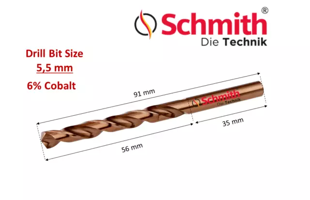 Schmith HSS Bit Drill Bits Set Cobalt6% Jobber Top Quality Metal Steel Cast Iron