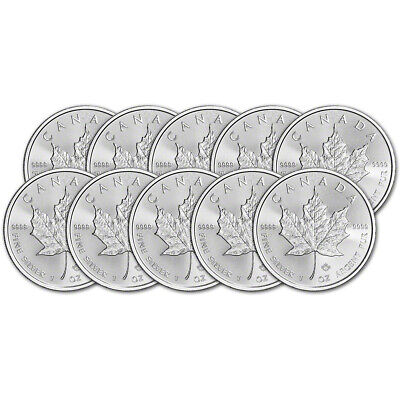 2022 Canada Silver Maple Leaf - 1 oz - $5 - BU - Ten 10 Coins