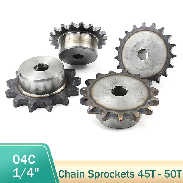 04C Kettenrad 45- 50Zähne 1/4" Zahnteilung mit Nabe Kettenräder C45 Stahl Ritzel