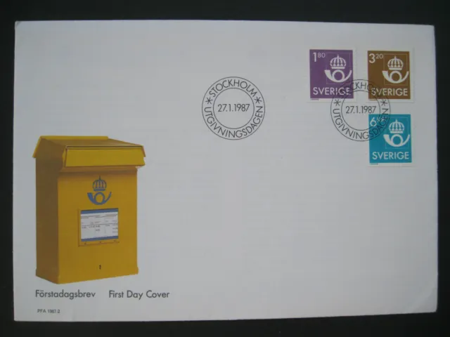 (2) Briefmarken Schweden SVERIGE FDC Förstadagsbrev Ersttagsbrief Post Posthorn