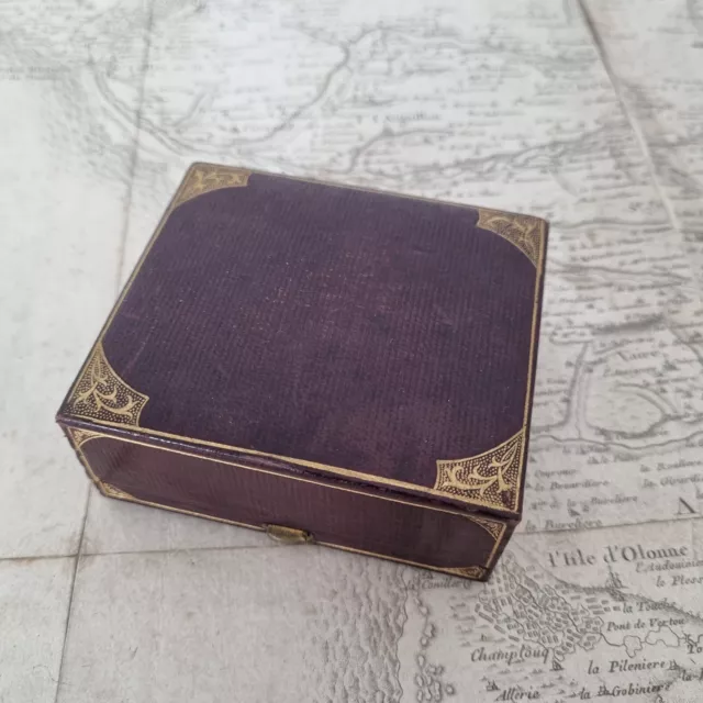 Ecrin Boite A Bijoux Ancien en Cuir 1900 Superbe Leather Jewel Case Box