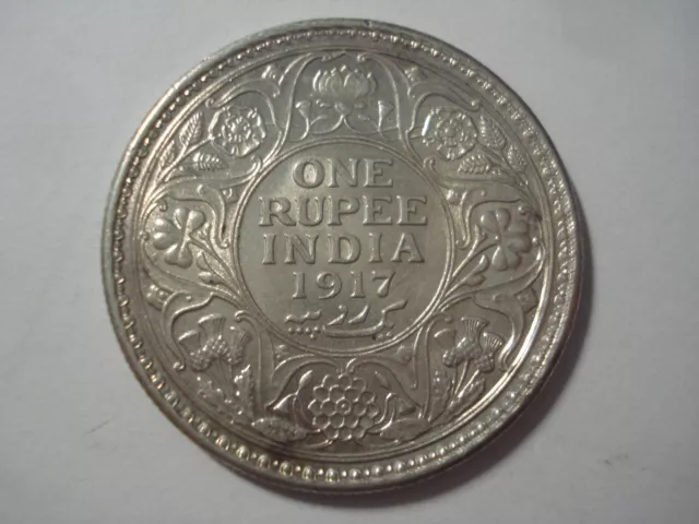 👀Deceased Estate India 1917 One Rupee Silver Coin High Grade Unc Rare Thus 👀