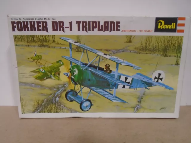 1971 Vintage Revell #H-652 1/72 Scale Fokker Dr-1 Triplane New In Original Box