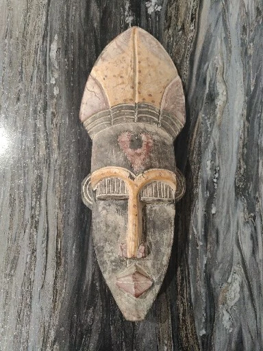 Handcrafted African Wood/ Metal Carved Tribal Wallhanging Art Mask Made in Ghana