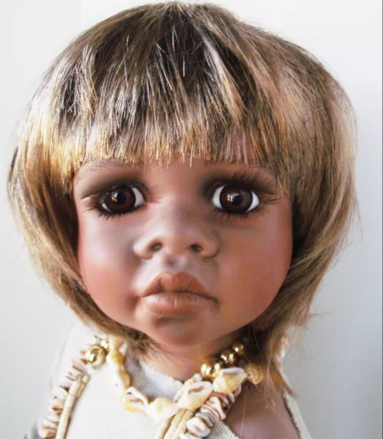 NEW 24 in ARIKA KAYE WIGGS AFRICAN AMERICAN BLACK NATIVE AUSTRALIAN BISQUE DOLL