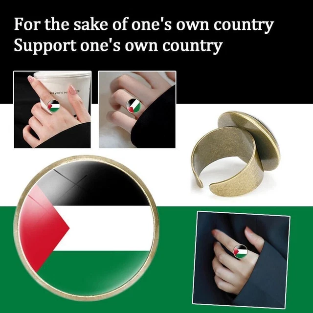 Metal Palestine Flag Ring Adjustable Opening Palestine Banner Badge  Men Women