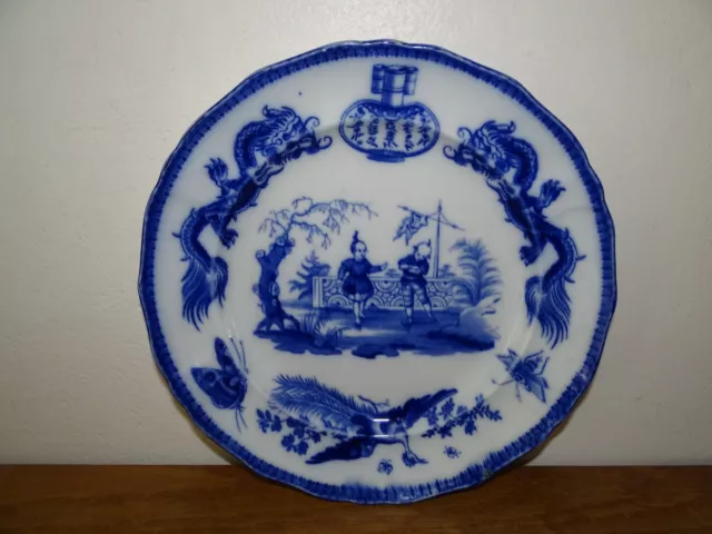 Une Assiette de Table Faïence de Bordeaux Vieillard Modèle Chinois Tonkin Bleu 1