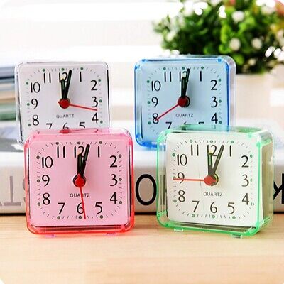 Square Small Bed Alarm Clock Travel Clock Mini Desk Watch Transparent Case new