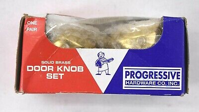 Progressive Hardware Co Solid Brass 2-1/4" Door Knob Set With Spindles  #2600