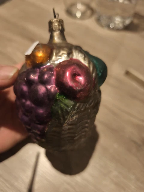 Boule De Noël Ancienne En Verre - Année 1900, 10-11 Cm - Vintage, Traces D'usure