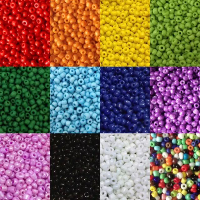 50g perles de rocailles en verre - Opaque, taille 11/0 (~2mm) choix de couleurs