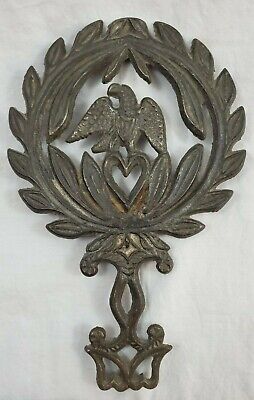 VINTAGE  Cast Iron Trivet Patriotic Eagle With Heart Early 20th Century