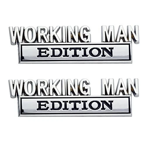 2 Pack Working Man Edition Emblem 3D Full Metal Badges Decal Sticker Gift for...