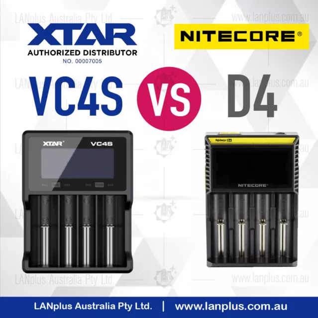 XTAR VC4S 4 Slot Smart battery Charger Nitecor D4 smart charger for 26650