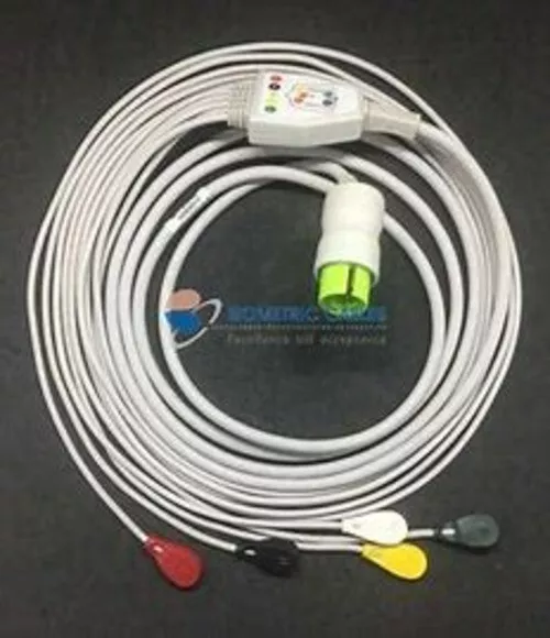 5 Lead  Spacelabs ECG Monitoring Cable(Button ) Compatible with Free Ship New