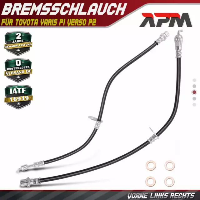 2x Bremsschlauch Bremsschläuche Vorne Links Rechts für Toyota Yaris P1 Verso P2