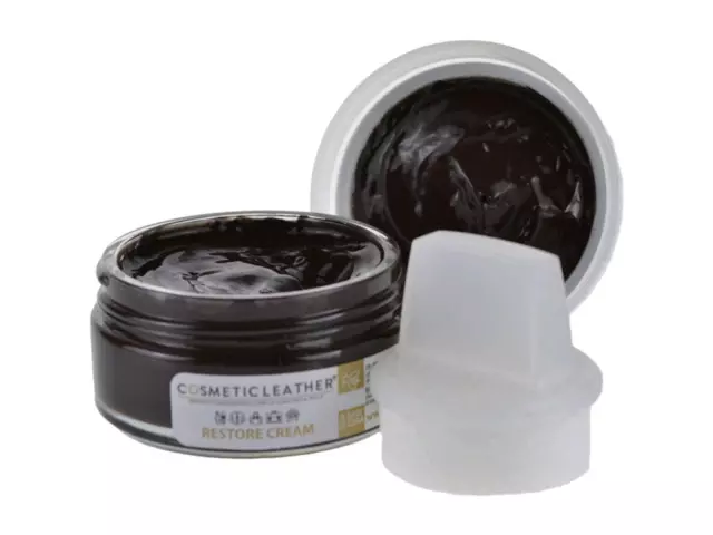 Lucido per scarpe in pelle marrone scuro crema per lucidare con applicatore