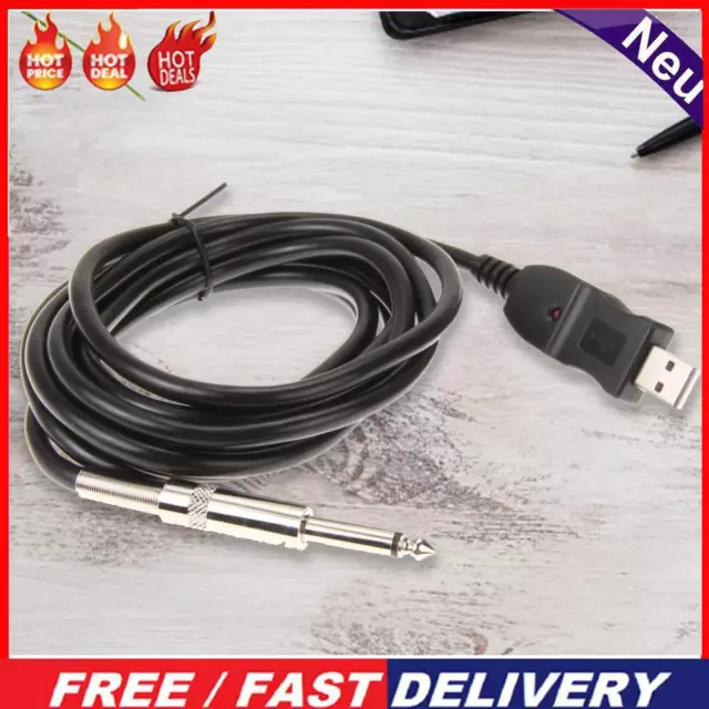 Guitar Bass 1/4'' 6.3mm To USB Link Connection Instrument Cable Adapter