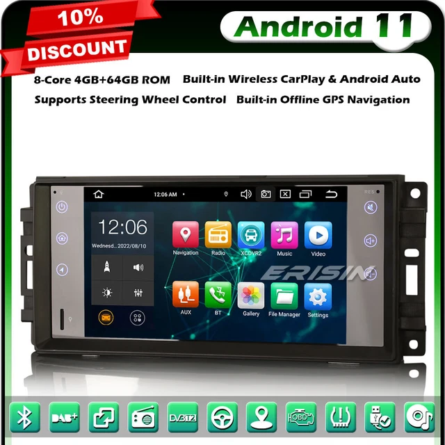 CAMECHO Android 12 Autoradio mit Navi für Ram Jeep Wrangler JK Dodge