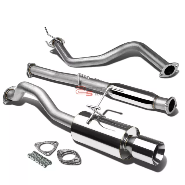 Catback Exhaust Muffler 4" Rolled Tip For 92-00 Honda Civic Coupe Sedan Em/Ej/Eg