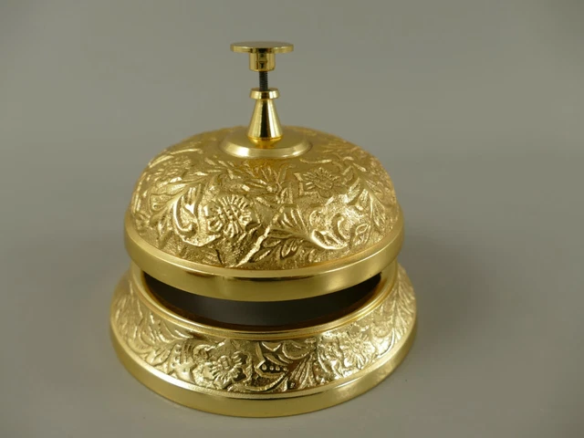 9977628 Campana Timbre de mesa Campana de hotel Latón Dorado 10x12cm