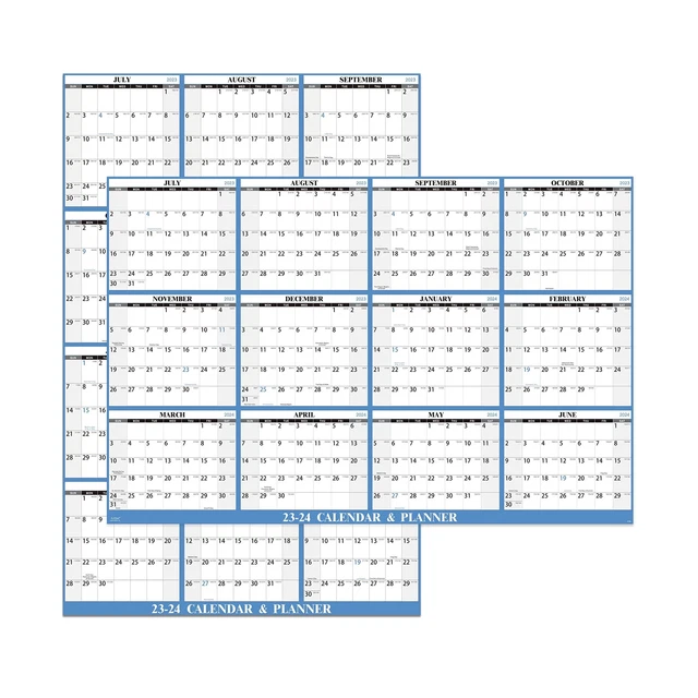 DRY ERASE CALENDAR 2023-2024 - July 2023 - June 2024, Yearly Wall