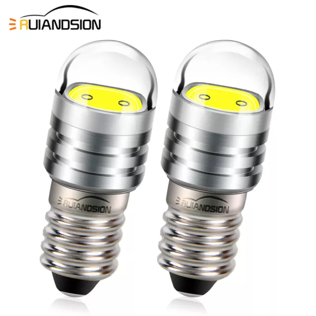 6000K/ 4300K E10 COB LED Lampe de vélo Base à vis Ampoule de la torche 3V/6V/12V