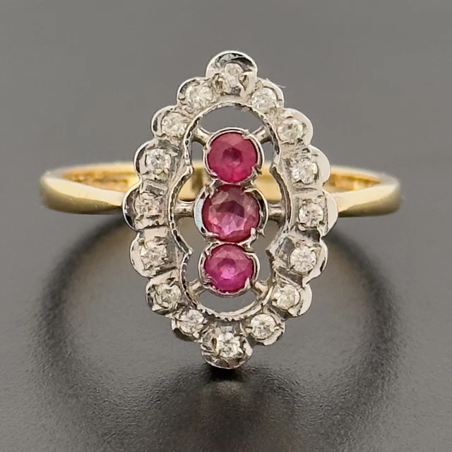 9 Karat Gelbgold Rubinherz Ewigkeitsring Größe J K L M N O P S T