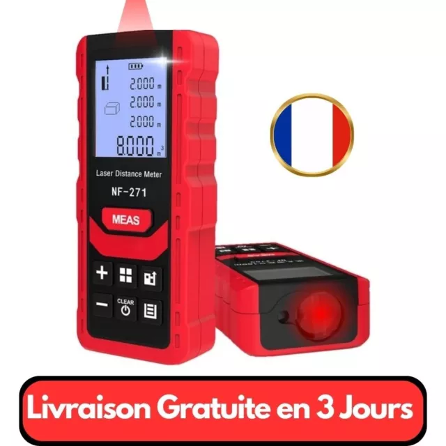 Télémètre Laser Numérique Ecran LCD Mesure Superficie Volume Professionnel !