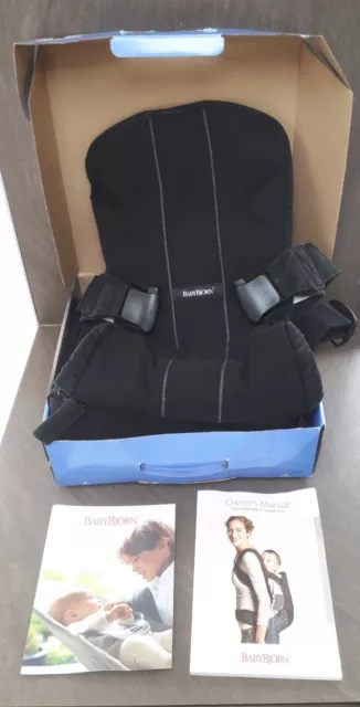 Boxed BabyBjorn Newborn 1 2 3 Years Black Baby Carrier One Front & Back + Manual