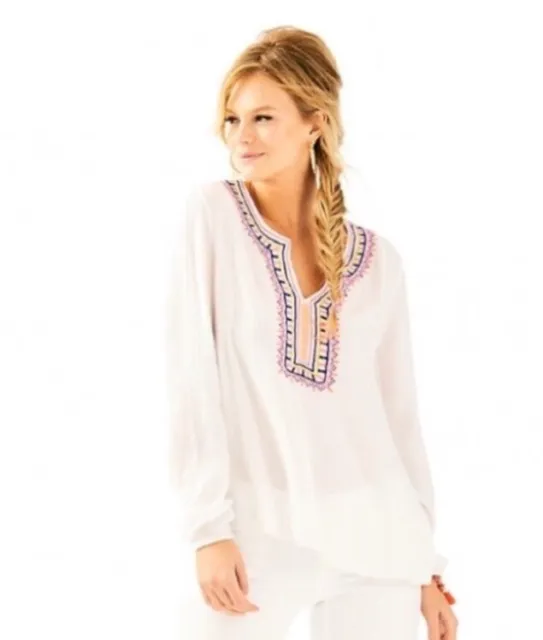 Lilly Pulitzer Dahle Gauze Embroidered Tunic Top Women’s Small