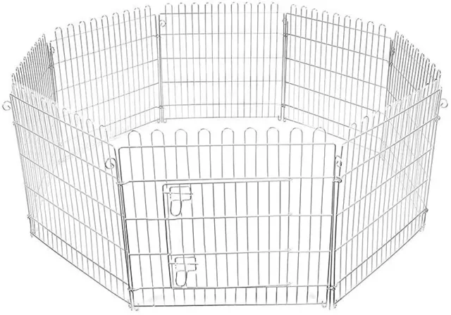 8 Panel Dog Playpen Foldable Metal Pet Pen for Puppy Rabbit Indoor/Outdoor 61cm