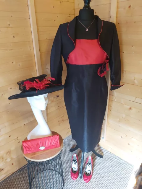 Ladies Carina Black/Red Mother Of Bride/Groom Dress & Jacket..Size 18..