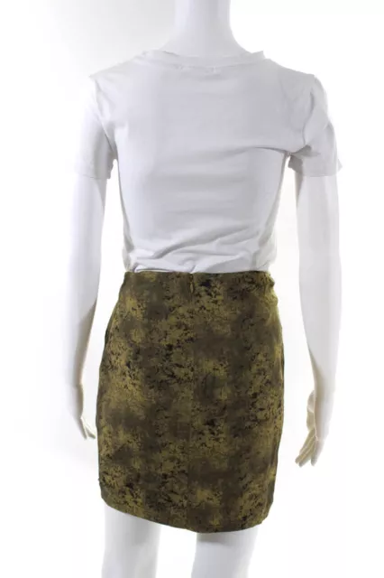 Maison Scotch Womens Crepe Abstract Printed Ruched Mini Skirt Green Size 1 3