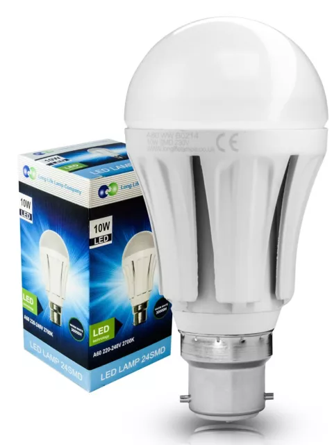 2 x 10W B22 LED Light Bulb Bayonet Cap Warm White VERY BRIGHT 10W = 100W