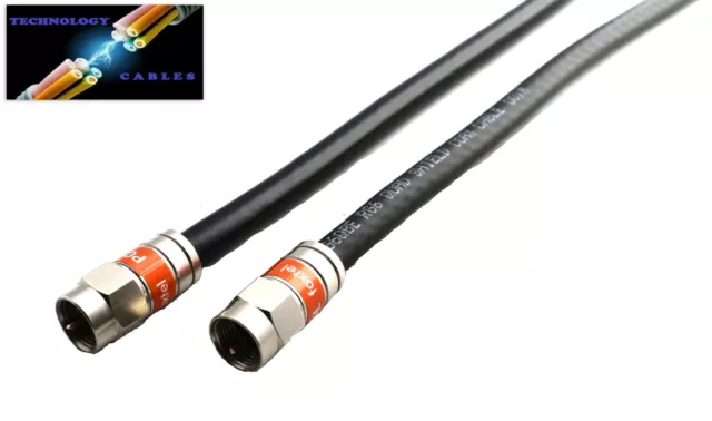 Black RG6 Quad Shield Coax Cable F Male to F Male 0.3m-50m TV Antenna Foxtel NBN