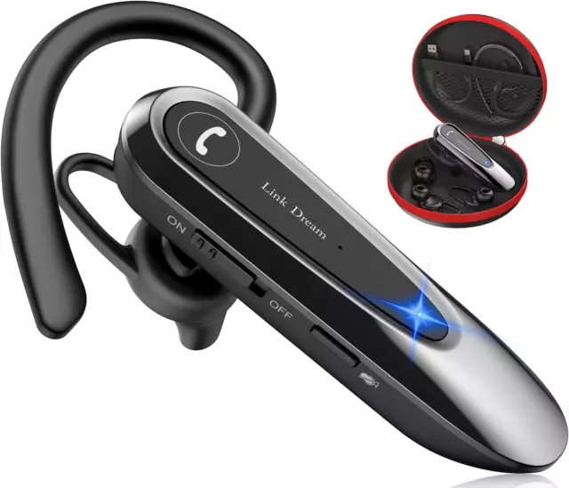 Link Dream Bluetooth Earpiece Wireless CVC8.0 Headset for Cell Phone Dual Mic No