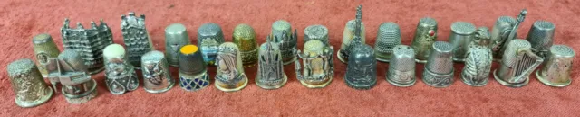 Collection Of 29 Sewing Thimbles. Silver. Several Models. Xxth Century.